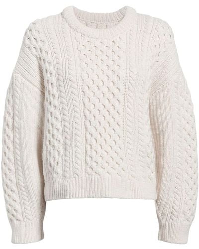 Another Tomorrow Cable-knit Wool Jumper - White