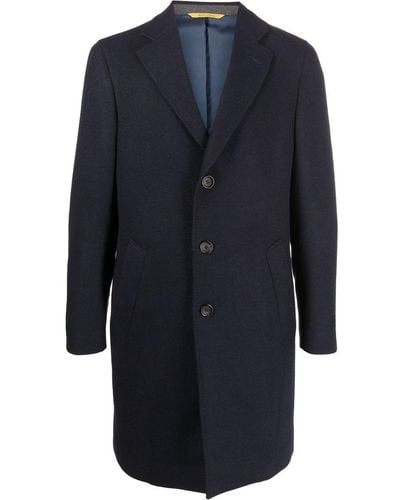 Canali Single-breasted Wool Overcoat - Blue