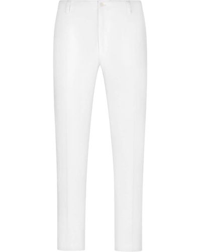 Dolce & Gabbana Klassische Hose mit Logo-Stickerei - Weiß