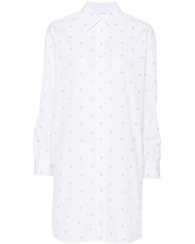 Fendi Robe-chemise courte à lgoo brodé - Blanc