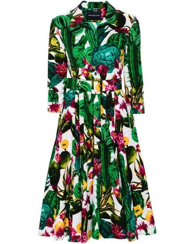 Samantha Sung Laurent Cactus-print Dress - Green