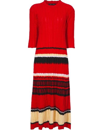 Proenza Schouler Striped Fil Coupé Knit Dress - Red
