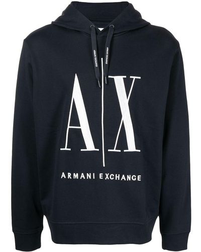 Armani Exchange Hoodie Met Logoprint - Blauw