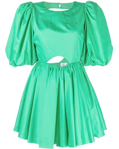Aje. Cut-out Puff-sleeve Minidress - Green