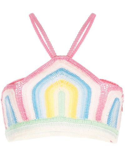 Casablancabrand Rainbow Crochet Crop Top - Pink