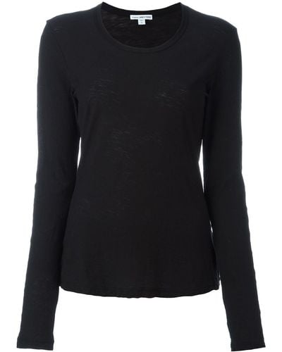 James Perse Round Neck Longsleeved T-shirt - Black