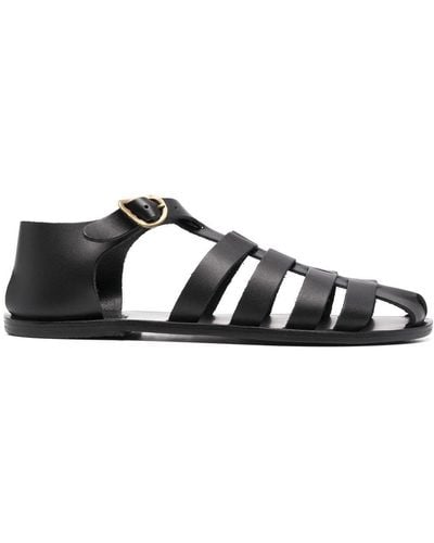 Ancient Greek Sandals Homer Caged Leather Sandals - Black