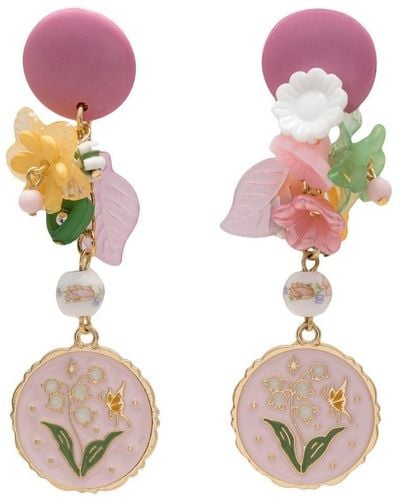 Amir Slama Floral-appliqué Drop Earrings - Pink