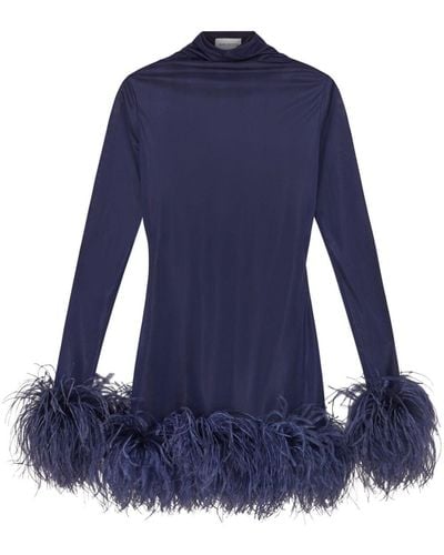 16Arlington Tevra Feather-detailed Mini Dress - Blue