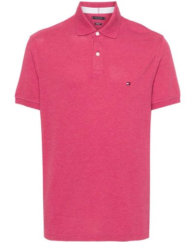 Tommy Hilfiger Logo-embroidered Textured-finish Polo Shirt - Pink