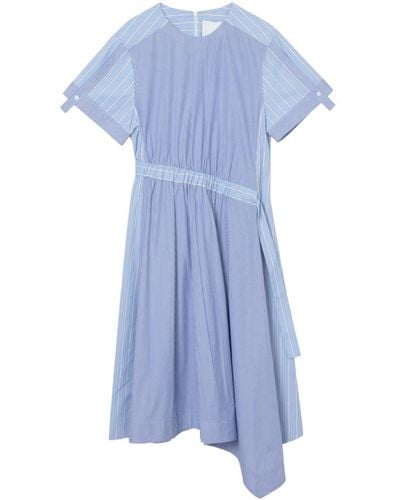 3.1 Phillip Lim Mixed-stripe Asymmetric Midi Dress - Blue