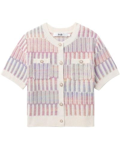 B+ AB Buttoned Tweed Knitted Cardigan - Pink