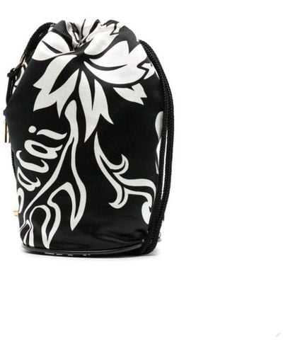 Sacai Floral-print Bucket Bag - Black