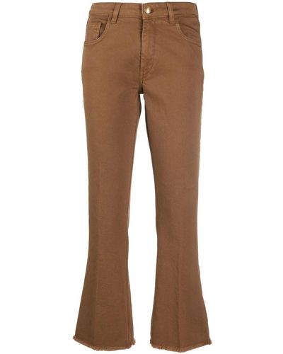 Fay Flared Stretch-cotton Trousers - Brown