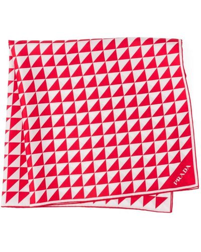 Prada Logo-print Silk Twill Scarf - Red