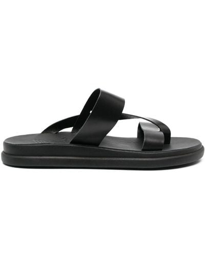 Ancient Greek Sandals Simos Leren Slippers - Zwart