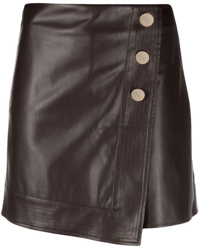 Liu Jo Decorative-stitching Faux-leather Shorts - Black
