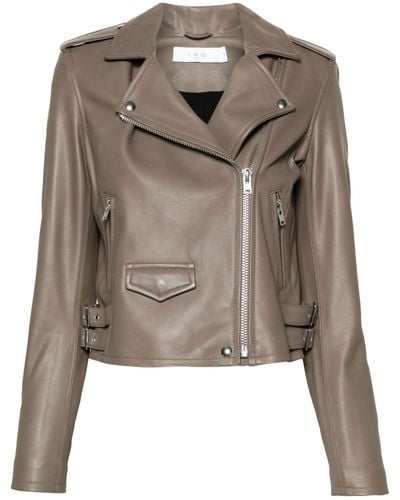 IRO Leather Biker Jacket - Brown