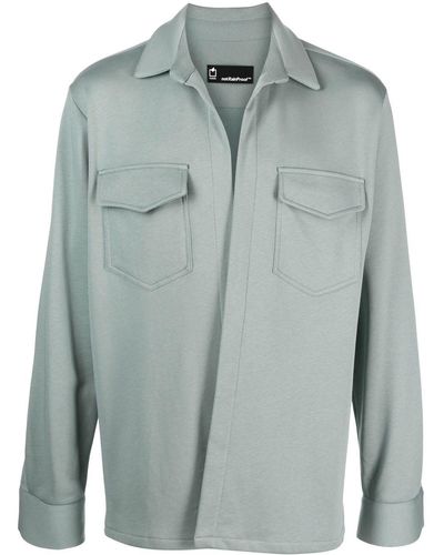 Styland X Notrainproof Open-front Cotton Shirt Jacket - Grey
