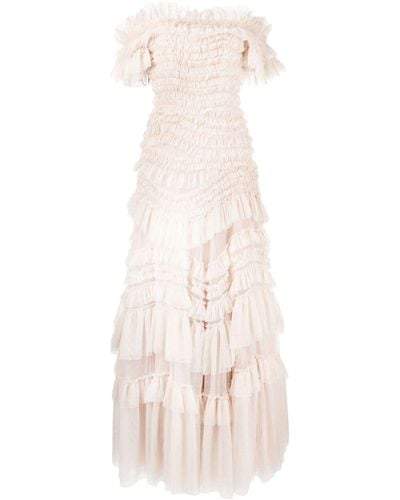 Needle & Thread Wild Rose Ruffled Gown - Natural