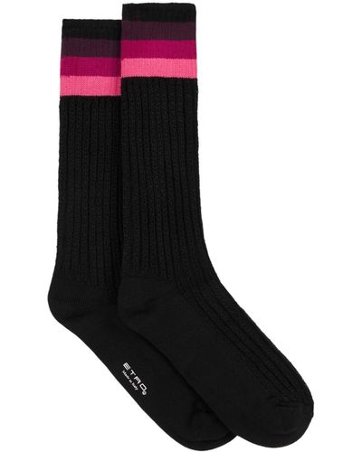 Etro Logo Intarsia-knit Striped Socks - Black
