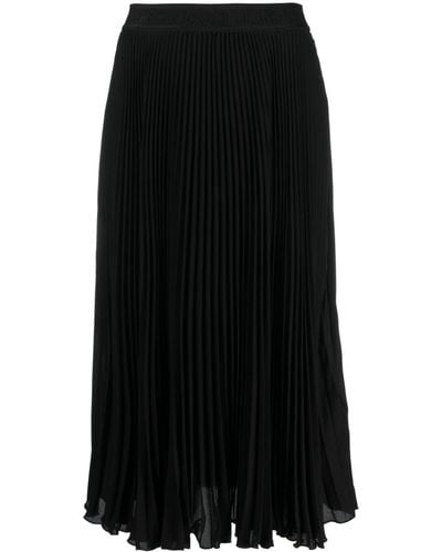 Versace Falda midi con logo en la cintura - Negro