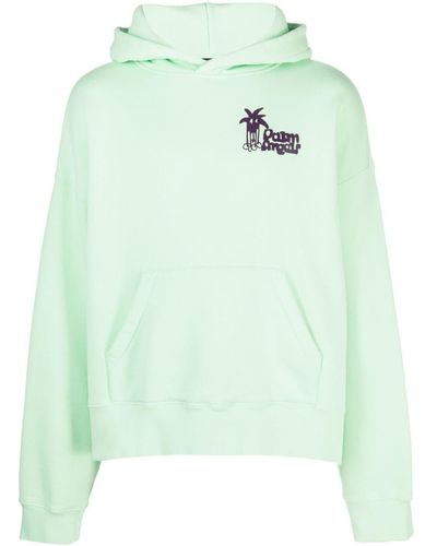 Palm Angels Douby Logo-print Cotton Hoodie - Green