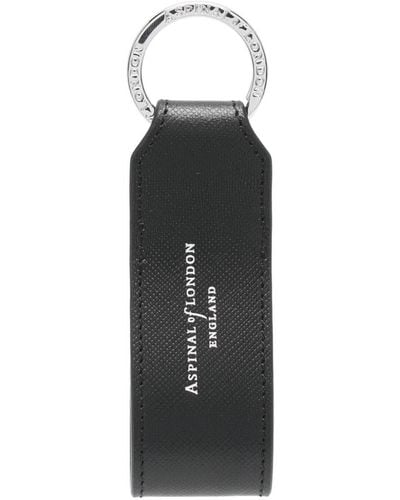 Aspinal of London Leather Loop Keyring - Black