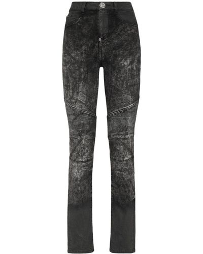 Philipp Plein Stonewashed High-waist Jeans - Grey