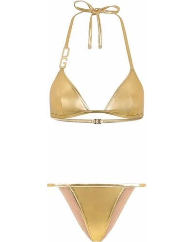 Dolce & Gabbana Dg-logo Triangle Bikini - Metallic