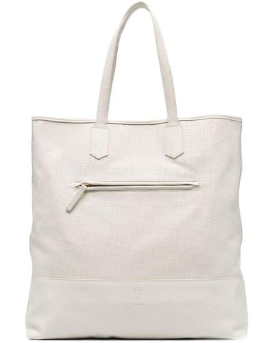 Eleventy Perforated Rectangular-shaped Tote Bag - White