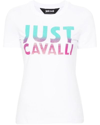 Just Cavalli グリッターロゴ Tシャツ - ホワイト