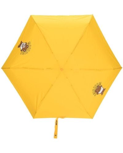 Moschino Paraguas con motivo Teddy - Amarillo