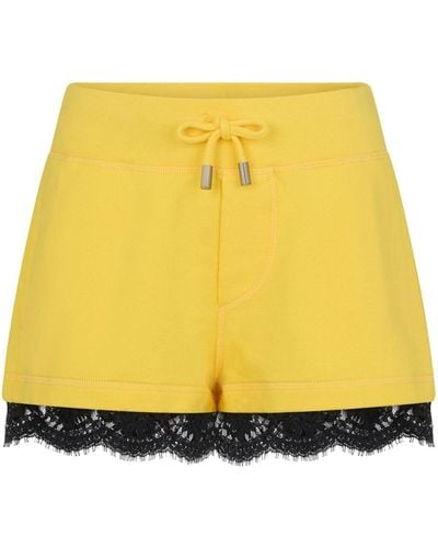 DSquared² Lace-detailing Cotton Shorts - Yellow
