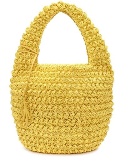 JW Anderson Large Popcorn Crochet-Knit Tote Bag - Yellow