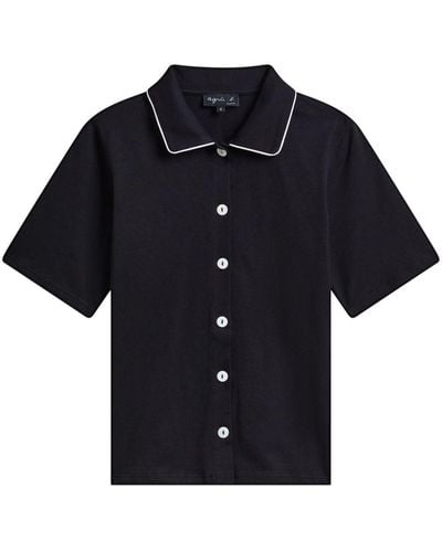 agnès b. Pipe-trim Shirt - Black