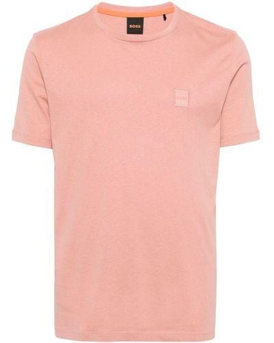 BOSS T-Shirt mit Logo-Stickerei - Pink