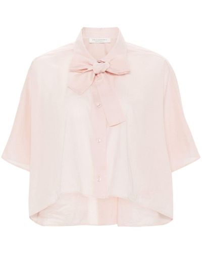 Philosophy Di Lorenzo Serafini Pussy-bow Cropped Shirt - Pink