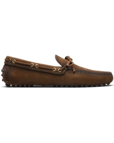 Car Shoe Bow-detail Leather Boat Shoes - Brown