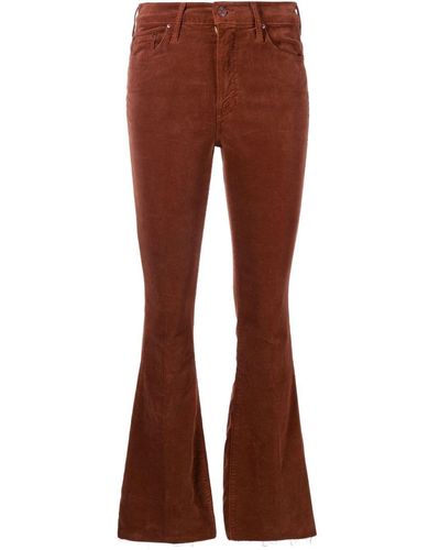 Mother Mid-rise Corduroy Flared Trousers - Brown