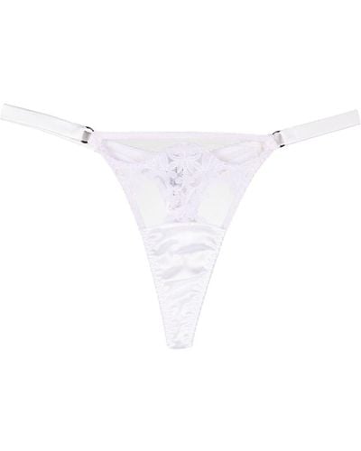Fleur Of England Aria Lace-panel Thong - White