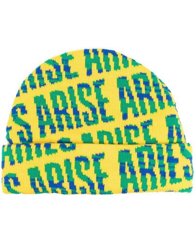 Aries Intarsia-knit Logo Beanie - Yellow