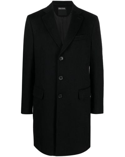 Zegna Manteau à simple boutonnage - Noir