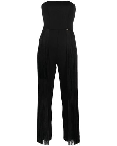 Nissa Fringed Strapless Jumpsuit - Black