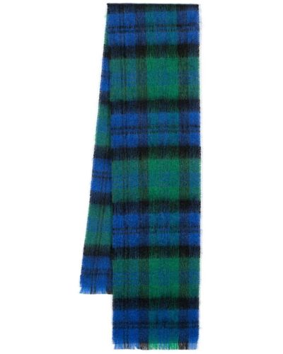 Mackintosh Check-pattern Fine-knit Scarf - Green