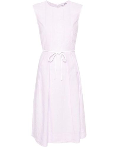 Peserico Pleat-detail Linen Midi Dress - Pink