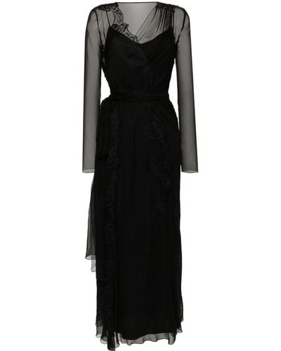 Alberta Ferretti Silk Maxi Dress - Black
