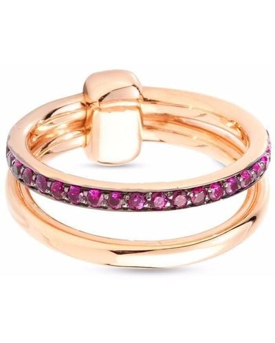Pomellato 18kt Rose Gold Iconica Ruby Double Band Ring - Pink