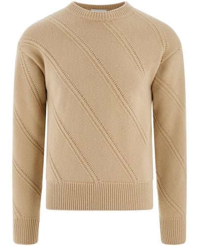 Ferragamo Crew neck beige wool sweater - Natur