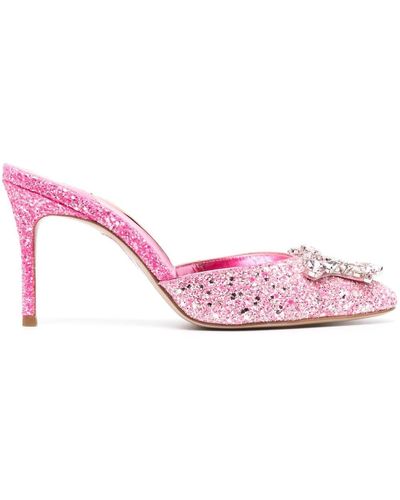 Sophia Webster Margaux Glitter-detailed 85 Mules - Pink